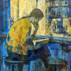 Lectura a contraluz - 50x50 cm